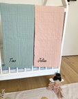 Babydecke Rosa/ Grün personalisiert
