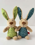 Coniglietto mini verde o turchese: peluche personalizzato con sonaglio