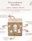 Spardose / Kässeli personalisiert farbig Bär, Hase, Ente