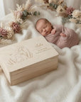 Geschenkset Erinnerungskiste, Schmusetuch und Handtuch Hase personalisiert