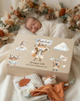 Geschenkset Erinnerungskiste, Schmusetuch und Handtuch Fuchs personalisiert