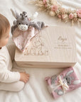 Geschenkset Erinnerungskiste, Schmusetuch und Handtuch Esel personalisiert