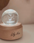 Spieluhr Nachtlicht mit 3D-Kristallkugel personalisiert Hirsch