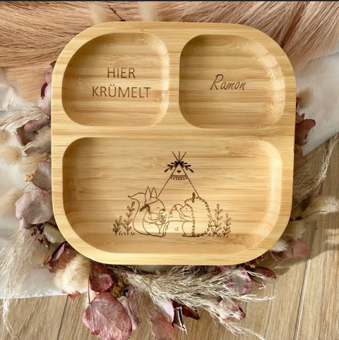 Assiette pour enfant en bambou personnalisée Tipizelt