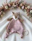 Babydecke, Schmusetuch & Nuggikette Reh rosa personalisiert