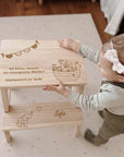 Tabouret personnalisé pour un baptême avec gravure « L'arche de Noé »