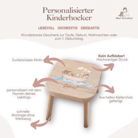 Tabouret coloré pour enfant personnalisé « Arche de Noé »