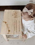 Tabouret personnalisé pour un baptême avec gravure « L'arche de Noé »