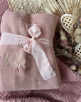 Babydecke, Schmusetuch & Nuggikette Reh rosa personalisiert