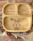 Bambus Kinderteller personalisiert Hase