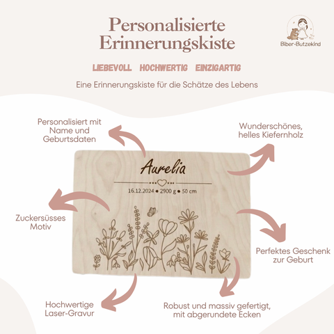 Erinnerungskiste personalisiert Blumen