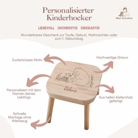 Tabouret pour enfant personnalisé « Ours »