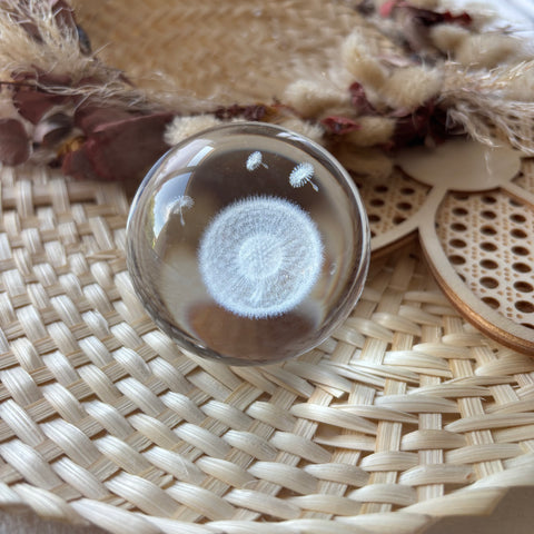 Boîte à musique avec veilleuse et boule de cristal en 3D, personnalisée avec un pissenlit