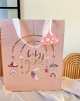 Borsa regalo per neonata rosa 26 x 32 x 14 cm