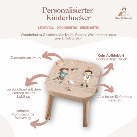 Tabouret coloré pour enfant personnalisé sur le thème du football