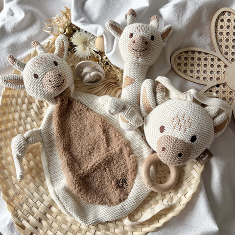 Boîte à musique, doudou et hochet Gigi la girafe personnalisés