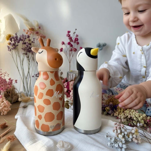 Personalisierte Asobu Thermo-Trinkflasche Bestie Giraffe / Pinguin