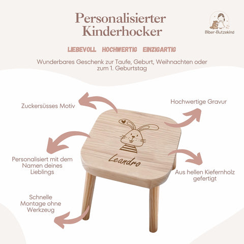 Tabouret pour enfant personnalisé « Lapin »