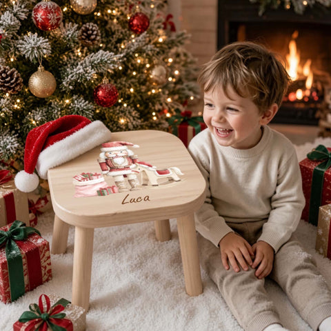 Farbiger Kinderhocker personalisiert Nussknacker Weihnachtskollektion