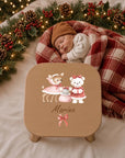 Farbiger Kinderhocker personalisiert Reh, Maus, Bär Weihnachtskollektion