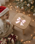 Farbiger Kinderhocker personalisiert Schleife Weihnachtskollektion