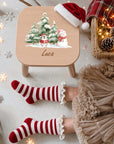 Farbiger Kinderhocker personalisiert Pinguin, Schneemann Weihnachtskollektion