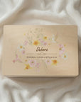 Boîte à souvenirs personnalisée avec une couronne de fleurs multicolore