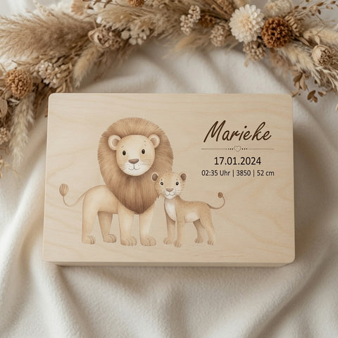 Scatola dei ricordi personalizzata con leone colorato
