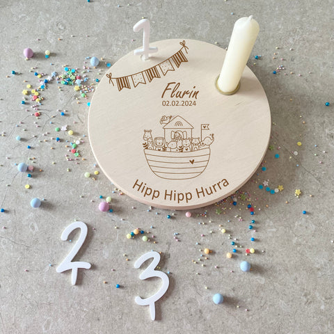 Assiette d'anniversaire personnalisée « L'Arche de Noé »