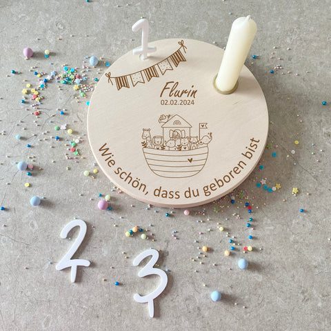 Assiette d'anniversaire personnalisée « L'Arche de Noé »