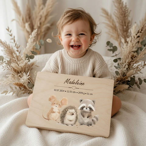 Boîte à souvenirs personnalisée « Animaux de la forêt colorés »