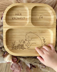 Piatto per bambini in bambù personalizzato con scoiattolo e orso