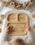 Bambus Kinderteller personalisiert Eichhörnchen und Bär