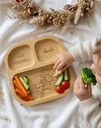Bambus Kinderteller personalisiert Maus mit Blume