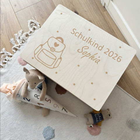 Erinnerungskiste personalisiert Motiv Rucksack Schulkind 2026