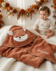Asciugamano con cappuccio personalizzato "Sterntaler" grande 100x100: volpe, coniglio, leone