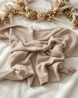 Babydecke personalisiert Strickdecke beige, grün, braun