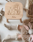 Sgabello per bambini personalizzato con coniglietto e fiore