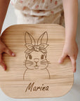 Kinderhocker Hasen Dame mit Schleife personalisiert