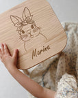 Kinderhocker Hasen Dame mit Schleife personalisiert