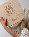 Kinderhocker Hasen Dame mit Schleife personalisiert