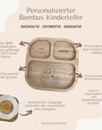 Bambus Kinderteller personalisiert Hase mit Schleife