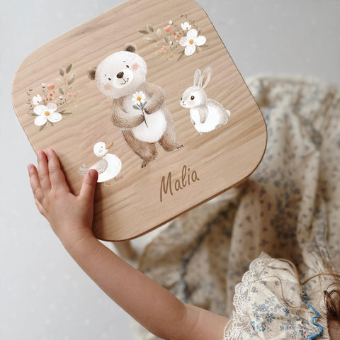 Tabouret coloré pour enfant, personnalisé avec un ours