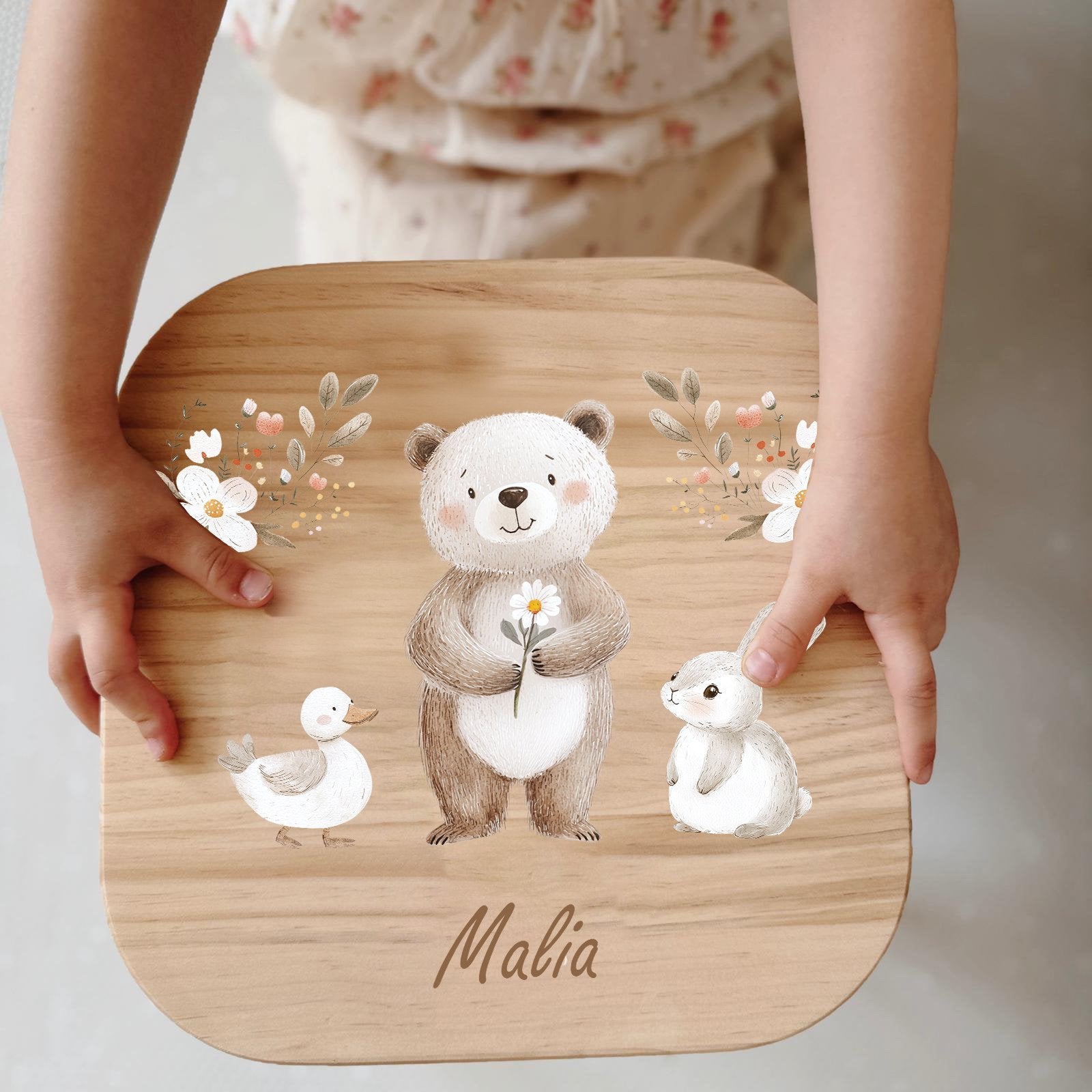 Farbiger Kinderhocker personalisiert Bär