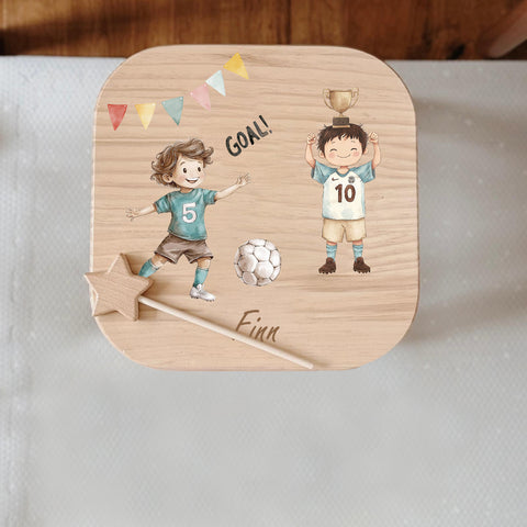 Tabouret coloré pour enfant personnalisé sur le thème du football