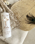Bougie de baptême personnalisée avec croix, couleur beige