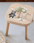 Farbiger Kinderhocker personalisiert Waldzauber