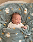 Copertina per neonati personalizzata "Sterntaler" in peluche e cotone beige, verde, giallo, rosa