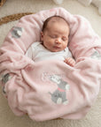 Copertina per neonati personalizzata "Sterntaler" in peluche e cotone beige, verde, giallo, rosa