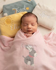 Copertina per neonati personalizzata "Sterntaler" in peluche e cotone beige, verde, giallo, rosa